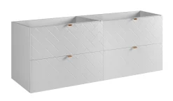 Szafka łazienkowa, matowa biel, 160 x 57 x 46 cm, uchwyty złote