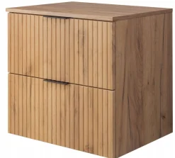 Szafka Łazienkowa pod Umywalkę 60 cm Blat RYFLE Wisząca Dąb