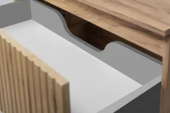 Szafka Łazienkowa pod Umywalkę 60 cm Blat RYFLE Wisząca Dąb