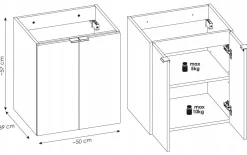 Szafka Łazienkowa Pod Umywalkę 50 cm Dąb 2 DRZWI NOVA OAK