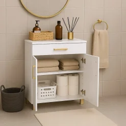 Szafka łazienkowa stojąca na nóżkach 60 cm Biała Alaska