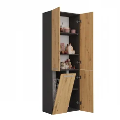 Szafka łazienkowa słupek NEL DD 1K kosz antracyt dąb artisan