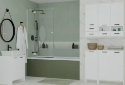 Szafka Łazienkowa Topeshop Nina1D Biała 1 Drzwi Regał Słupek