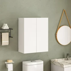 Szafka łazienkowa wisząca biała 2-drzwiowa nowoczesna ścienna 3 półki 80 cm