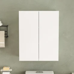 Szafka łazienkowa wisząca biała 2-drzwiowa nowoczesna ścienna 3 półki 80 cm