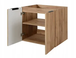 Szafka Łazienkowa Wisząca Pod Umywalkę 60X46 Cm Flisan Dąb Dwudrzwiowa