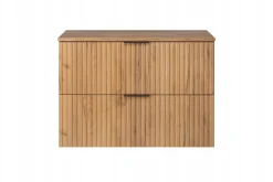 Szafka Łazienkowa Wisząca Pod Umywalkę Flisan 80X46 Cm Z Blatem Dąb Mdf