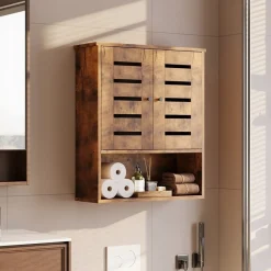 Szafka łazienkowa wisząca rustykalny brąz półka słupek ścienna loft 60 cm
