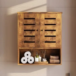 Szafka łazienkowa wisząca rustykalny brąz półka słupek ścienna loft 60 cm