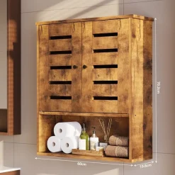 Szafka łazienkowa wisząca rustykalny brąz półka słupek ścienna loft 60 cm