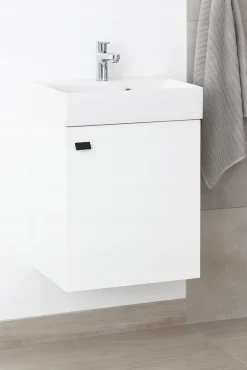 Szafka łazienkowa wisząca z umywalką 60x50cm Biała czarny uchwyt