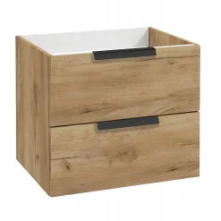 Szafka Łazienkowa 60 x 46 cm Dąb Craft Złoty Wisząca Szuflady z Umywalką