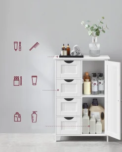 Szafka łazienkowa 30x55x82 cm stojąca 4 SZUFLADY LHC41W