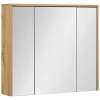 Szafka Łazienkowa z Lustrem 80cm 3 Drzwi Dąb Wotan Vivien