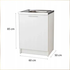 Szafka Biała Kuchenna 60 x 50 biała Slim + Zlew Deante + Syfon do Zmywarki