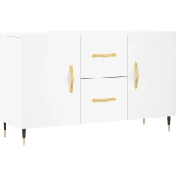 Szafka Biała z Drzwiami z Szufladami 100x36x60 cm do Salonu Pokoju