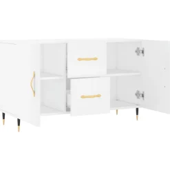 Szafka Biała z Drzwiami z Szufladami 100x36x60 cm do Salonu Pokoju
