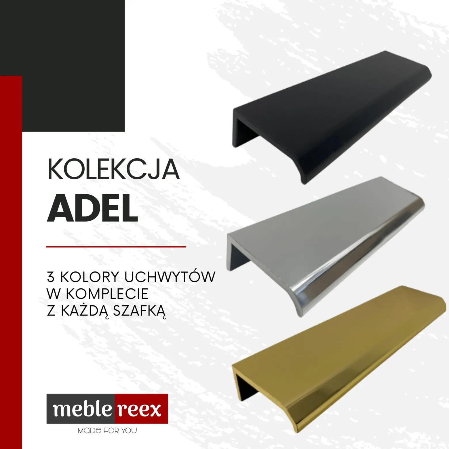 Szafka 60 cm ADEL WHITE z umywalką SMILE, blatem i regałem