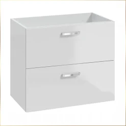 Szafka do Łazienki Biała pod Umywalkę 80 x 40 cm Połysk Wisząca 2 Szuflady
