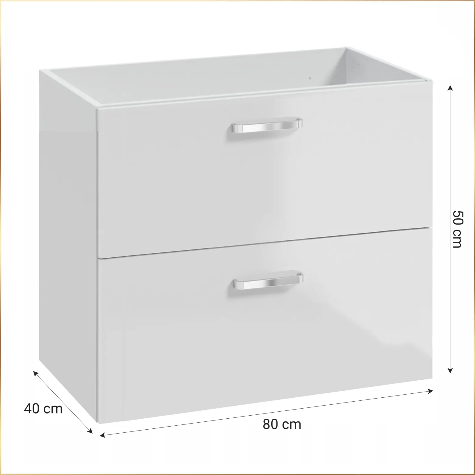 Szafka do Łazienki Biała pod Umywalkę 80 x 40 cm Połysk Wisząca 2 Szuflady