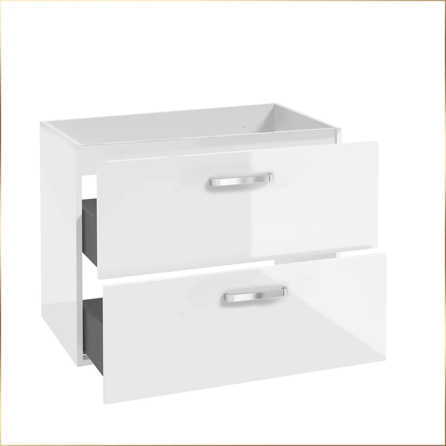 Szafka do Łazienki Biała pod Umywalkę 80 x 40 cm Połysk Wisząca 2 Szuflady