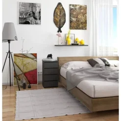 Szafka do sypialni, STILO, 4 szuflady, 40x35x74, grafit, mat | TYLETEGOTU