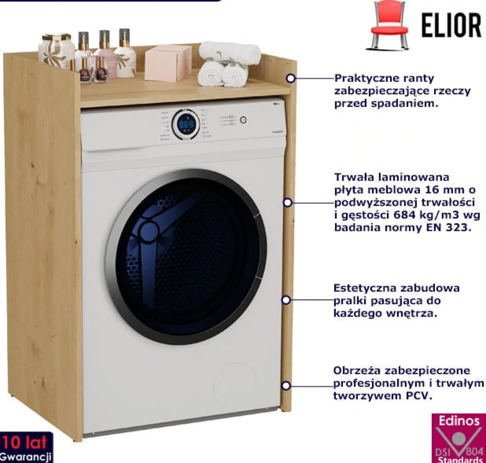 Szafka do zabudowy pralki dąb artisan - Elero