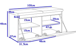 Szafka Fala 2 Dąb Sonoma/Szary 100X37X49 Cm