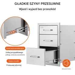 Szafka gastronomiczna 3 szuflady do zabudowy 35.6 x 51.6 x 58.8 cm
