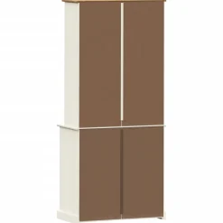 Szafka Kredens Biała z Drzwiami Szklanymi z Szufladami 80x40x176 cm