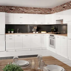 Szafka Kuchenna Biała Połysk 80 x 50 cm Stojąca ze Zlewem + Syfon+Mocowania