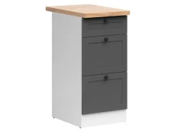 Szafka kuchenna dolna Junona Line 40 cm z szufladami grafitowa z blatem