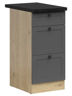 Szafka kuchenna dolna Junona Line 40 cm z szufladami grafitowa z blatem