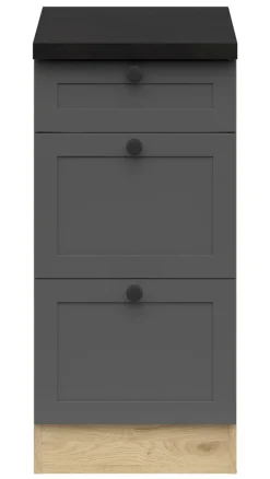 Szafka kuchenna dolna Junona Line 40 cm z szufladami grafitowa z blatem