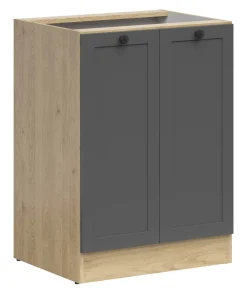 Szafka kuchenna dolna Junona Line 60 cm z 2 drzwiami dąb bernstein/grafit