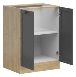 Szafka kuchenna dolna Junona Line 60 cm z 2 drzwiami dąb bernstein/grafit