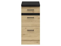 Szafka kuchenna dolna Junona Line 40 cm z szufladami dąb bernstein z blatem