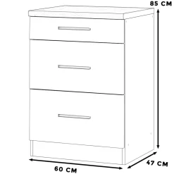 Szafka kuchenna dolna 3 szuflady blande 60cm biała wotan