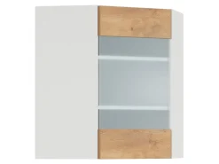 Szafka kuchenna górna Hamper 60 cm narożna lewa z witryną dąb lancelot