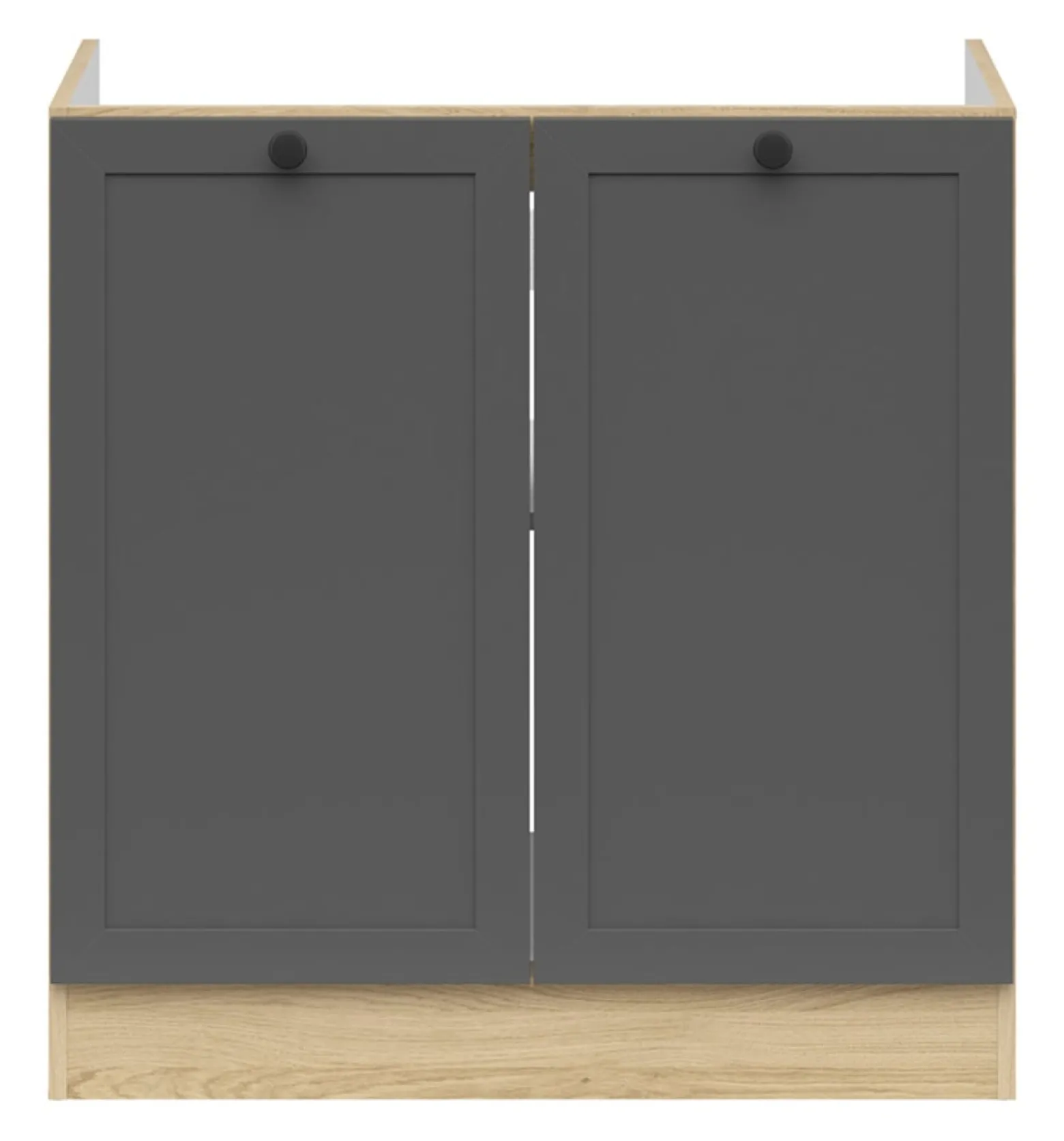 Szafka kuchenna pod zlewozmywak Junona Line 80 cm z 2 drzwiami dąb bernstein/grafit