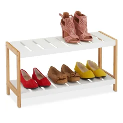 SZAFKA NA BUTY Giselda bambusowa biała 70x26x36cm MDF BAMBUS