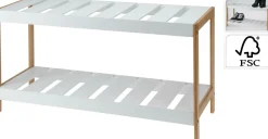 SZAFKA NA BUTY Giselda bambusowa biała 70x26x36cm MDF BAMBUS