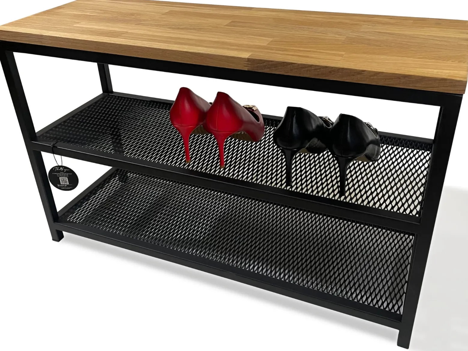 Szafka na buty loftowa dębowe siedzisko 80cm