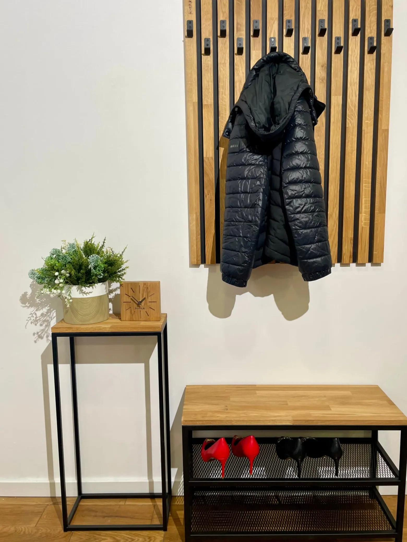 Szafka na buty loftowa dębowe siedzisko 80cm