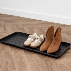 Szafka na buty półka regał obuwie czarna + ociekacz mata organizer metalowy