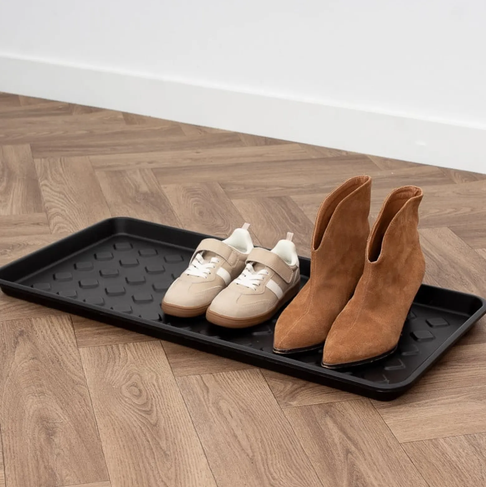 Szafka na buty półka regał obuwie czarna + ociekacz mata organizer metalowy
