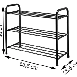 Szafka na buty półka regał obuwie czarna + ociekacz mata organizer metalowy