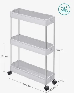 Szafka na kółkach 3 półki biała - KSC007W01