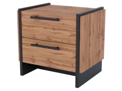 Szafka nocna Amino 48 cm z 2 szufladami dąb wotan/czarny