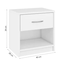 Szafka nocna BASIC 1 szuflada – Biała | 40x39x28 cm